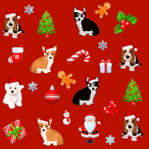 Christmas puppies pattern decor