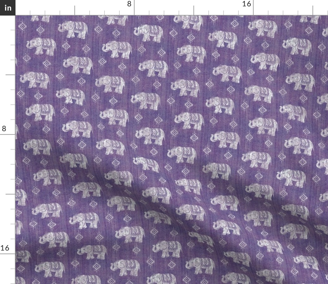 Sharavathi Elephants - Amethyst - Smaller Scale