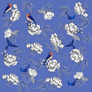 Bluebird ,floral pattern,patter