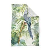 Tropical Gray Parrot Tea Towel