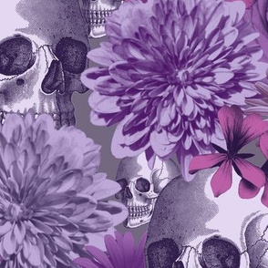 Floral and Skull - purple