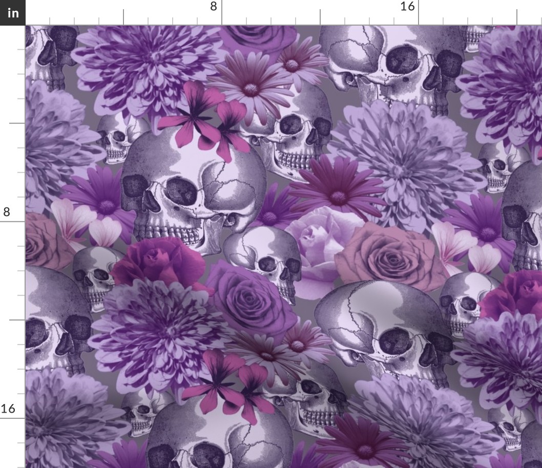 Floral and Skull - purple