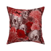 Floral and Skull - red