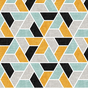 triangle geo - focus collection - woven multi (mint and black) - LAD19