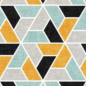 (small scale) triangle geo - focus collection - woven multi (mint and black) - LAD19