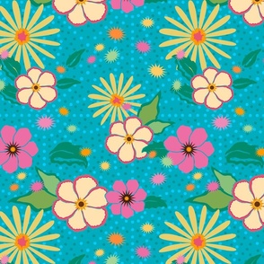 12" Retro Tropic Dotted FLORAL