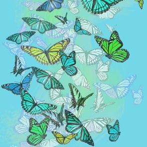 Fluttering Aqua Butterflies-blue