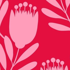 Folk Floral Tulip Scandinavian Block Print Large