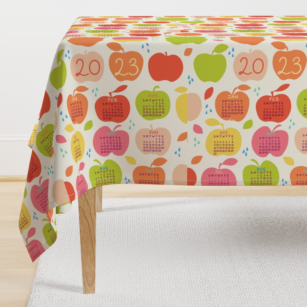 An apple a day 2023 FQ linen tea towel in orange by Pippa Shaw