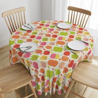 An apple a day 2023 FQ linen tea towel in orange by Pippa Shaw