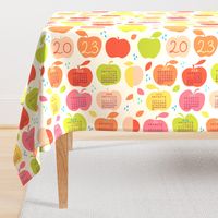 An apple a day 2023 FQ linen tea towel in orange by Pippa Shaw