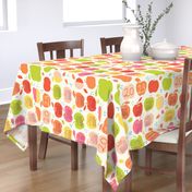 An apple a day 2023 FQ linen tea towel in orange by Pippa Shaw