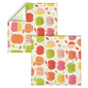 An apple a day 2023 FQ linen tea towel in orange by Pippa Shaw