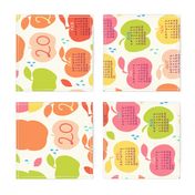 An apple a day 2023 FQ linen tea towel in orange by Pippa Shaw