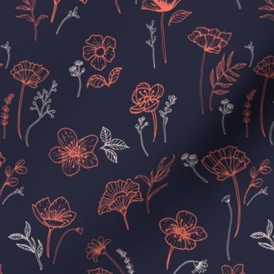 Elianna Vintage Floral - Coral Blue V.05