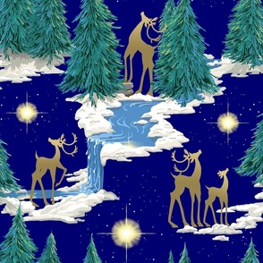 Holy Night Christmas Deer | Blue