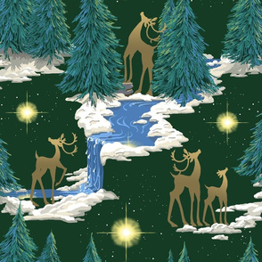 Holy Night Christmas Deer | Green