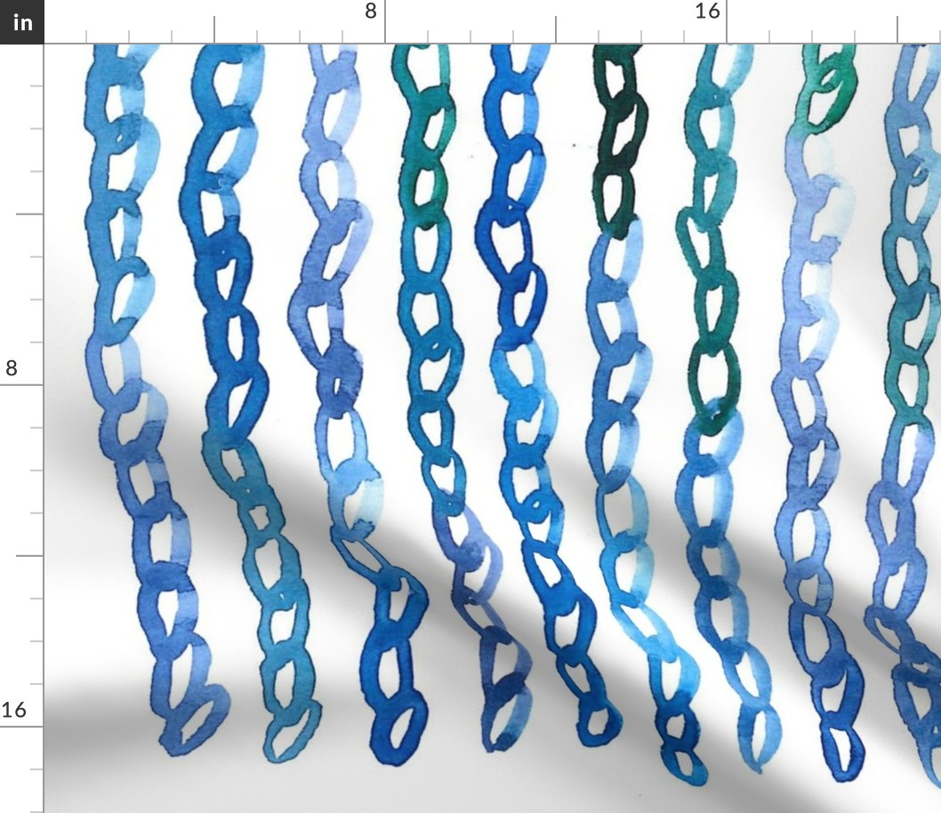 Watercolor Chains - Blue