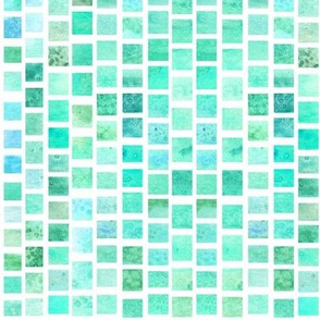 Watercolor Squares - Blue Green