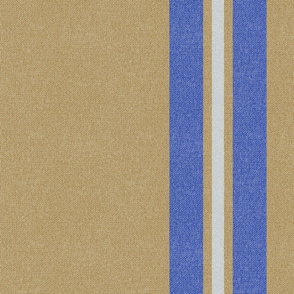 Large Golden + Blue + Neutral Stripes w/Faux Texture