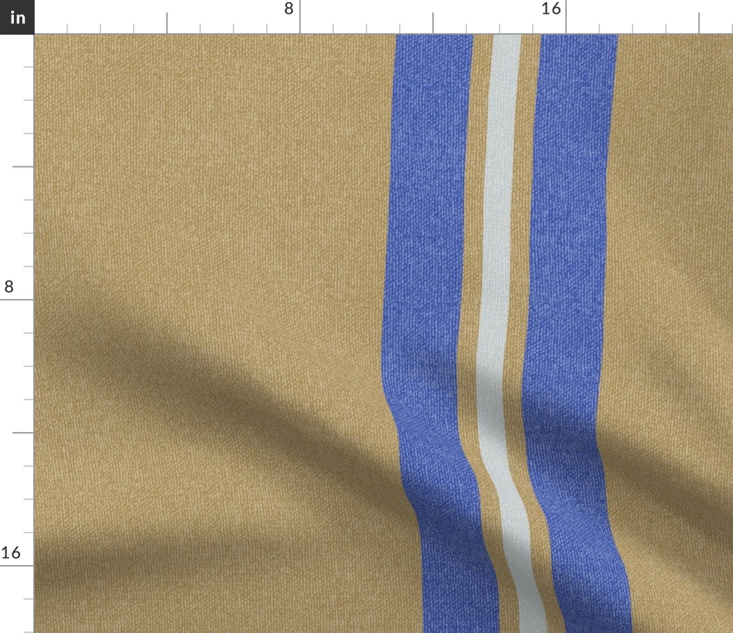 Large Golden + Blue + Neutral Stripes w/Faux Texture
