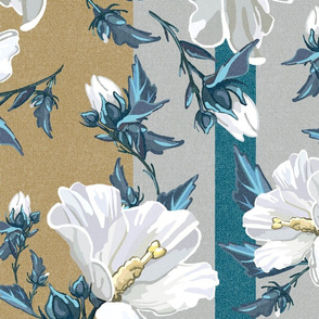 Large Rose of Sharon | Golden w/  Natural + Teal Stripes  2