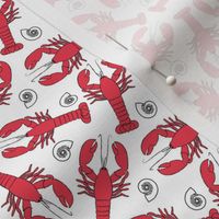 small red lobsters on white