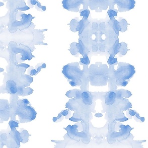 Soft Blue ON White double inkblot