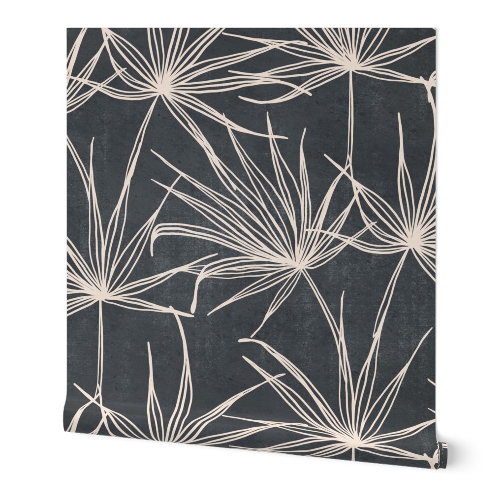 jumbo // fan palm fronds on charcoal grey large scale palms