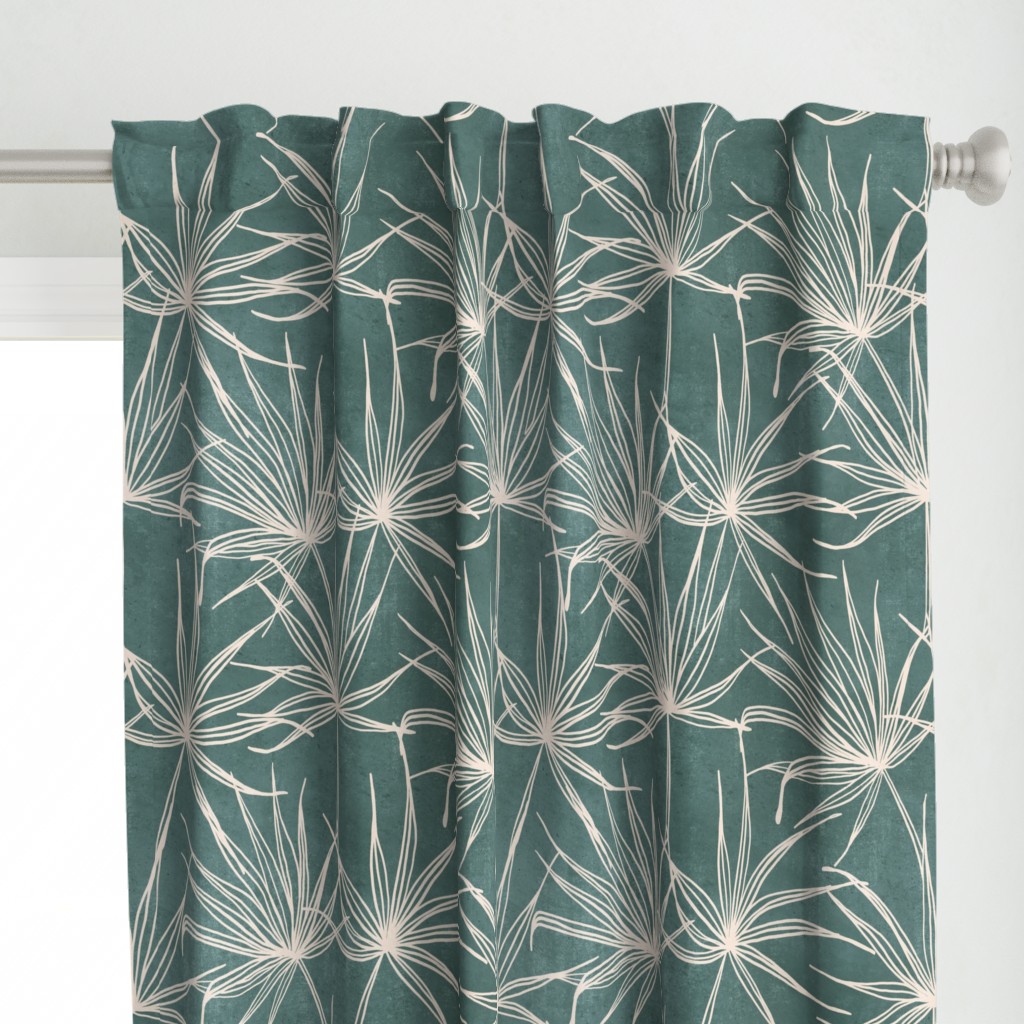 jumbo // fan palm fronds on teal blue green large scale palms