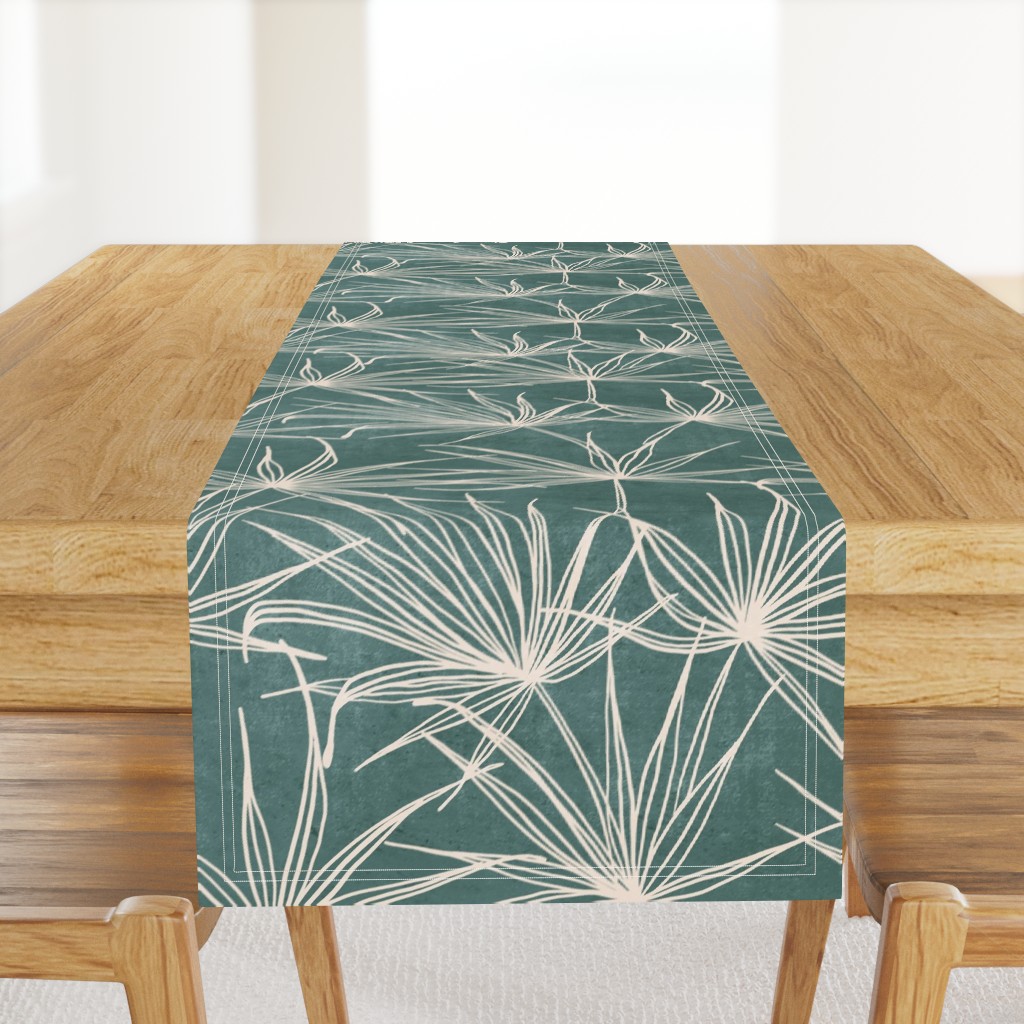 jumbo // fan palm fronds on teal blue green large scale palms