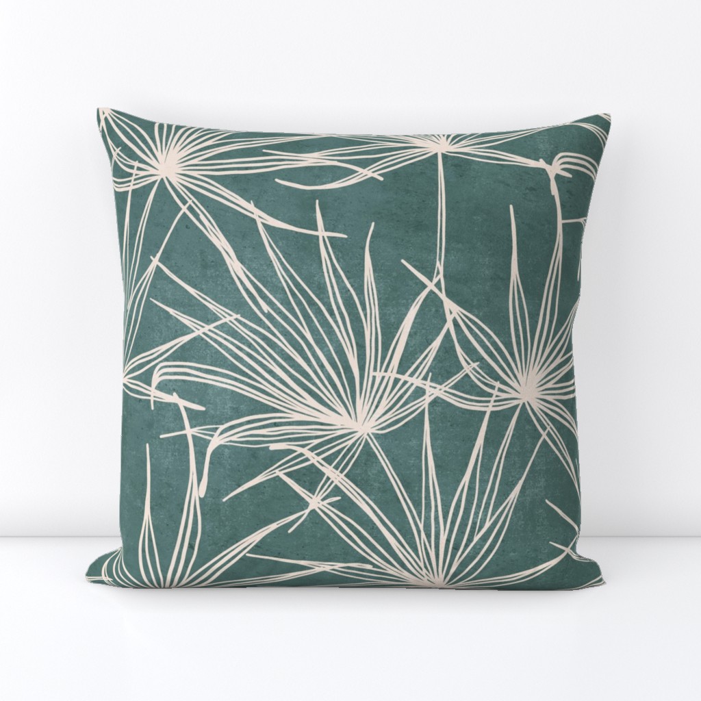 jumbo // fan palm fronds on teal blue green large scale palms