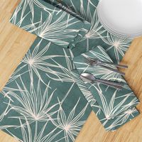 jumbo // fan palm fronds on teal blue green large scale palms