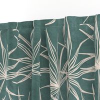 jumbo // fan palm fronds on teal blue green large scale palms