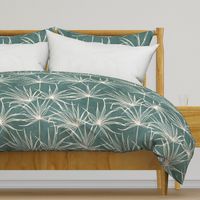 jumbo // fan palm fronds on teal blue green large scale palms