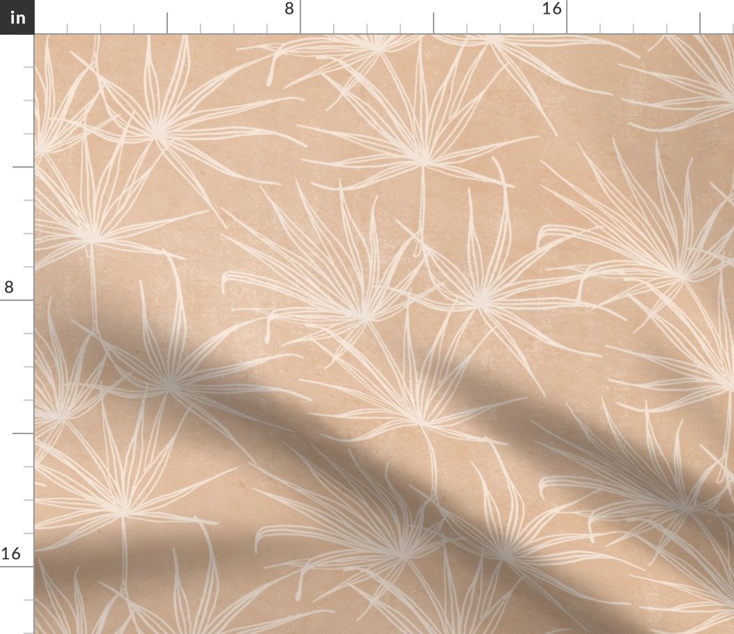 boho bohemian fan palm fronds on sandy beige oatmeal