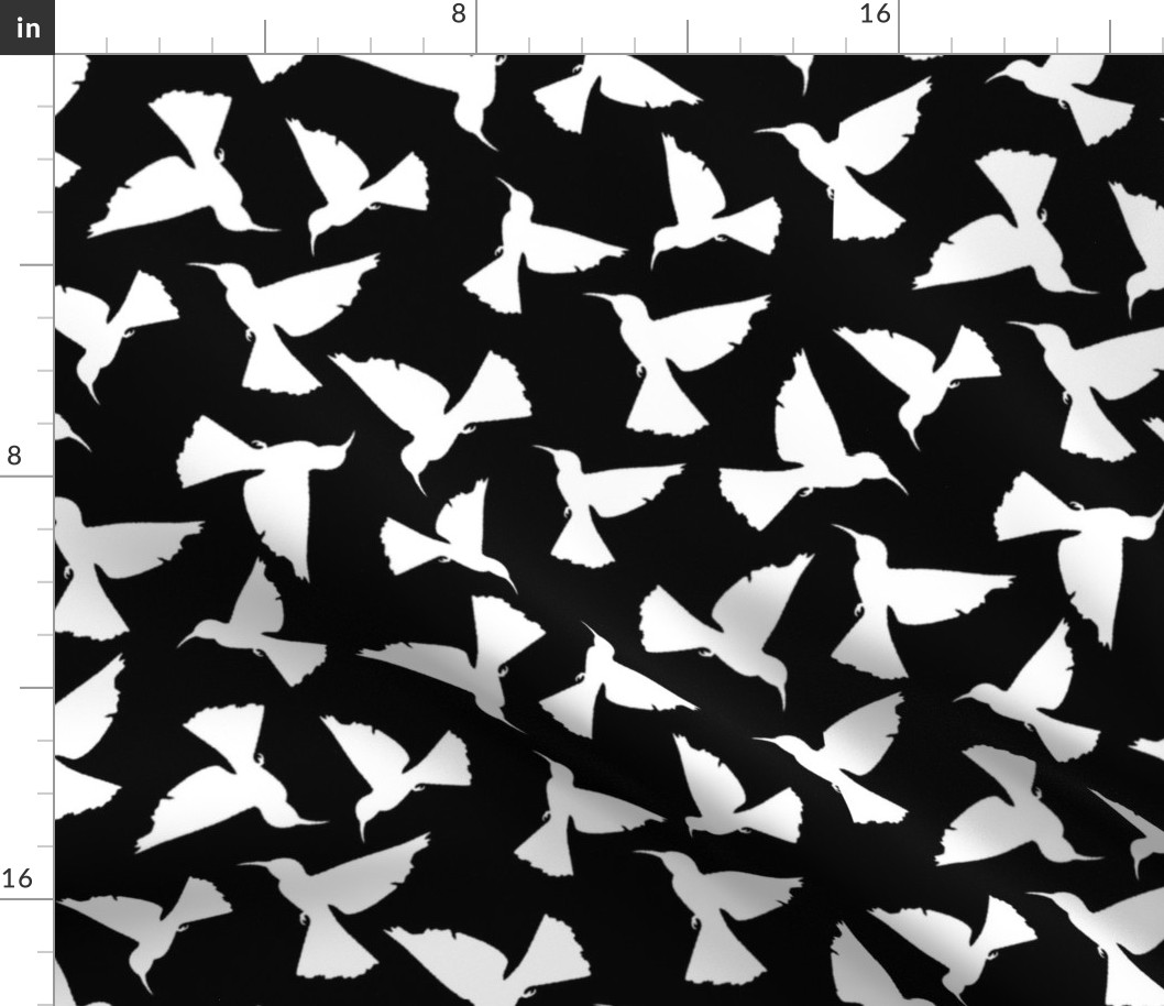 Hummingbird Silhouettes - White on Black