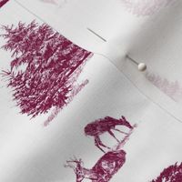 Evergreen toile with animals in wine
