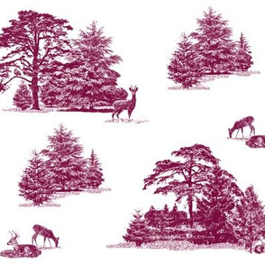 Evergreen toile with animals in wine