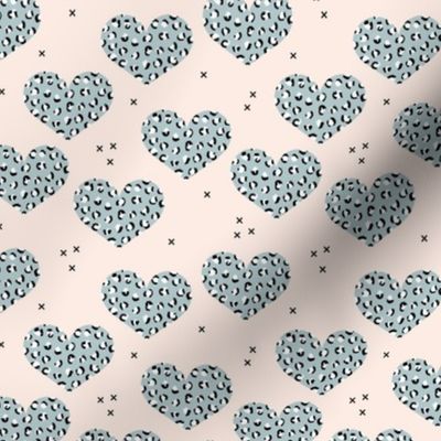Leopard print lovers cute hearts with panther wild cat print valentine blue boys beige nursery