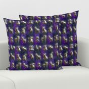 3D CHINESE ZODIAC CUTE ANIMALS ON DOTTY VIOLET PURPLE FLWRHT METALLIC EFFECT