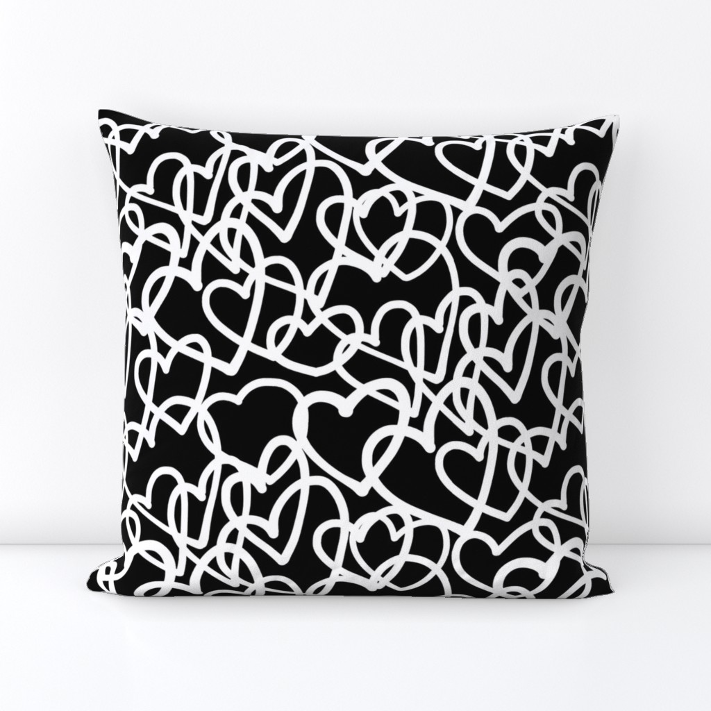 Hearts Entwined - White on Black (large)