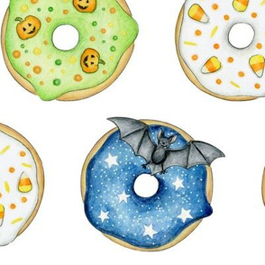 Halloween Donuts Rows on white - large scale