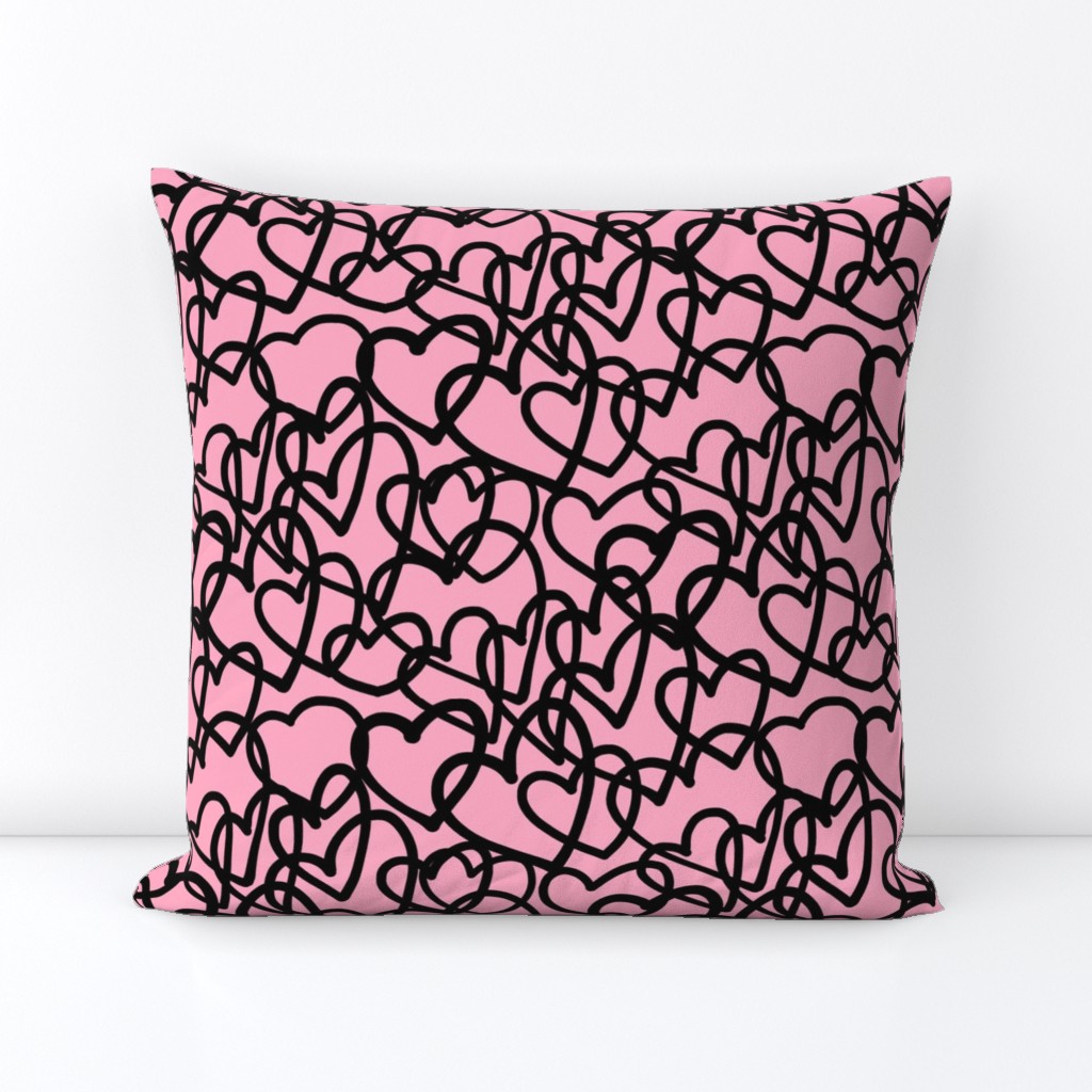 Hearts Entwined - Black on Pink (medium)