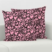 Hearts Entwined - Black on Pink (medium)