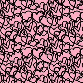 Hearts Entwined - Black on Pink (medium)
