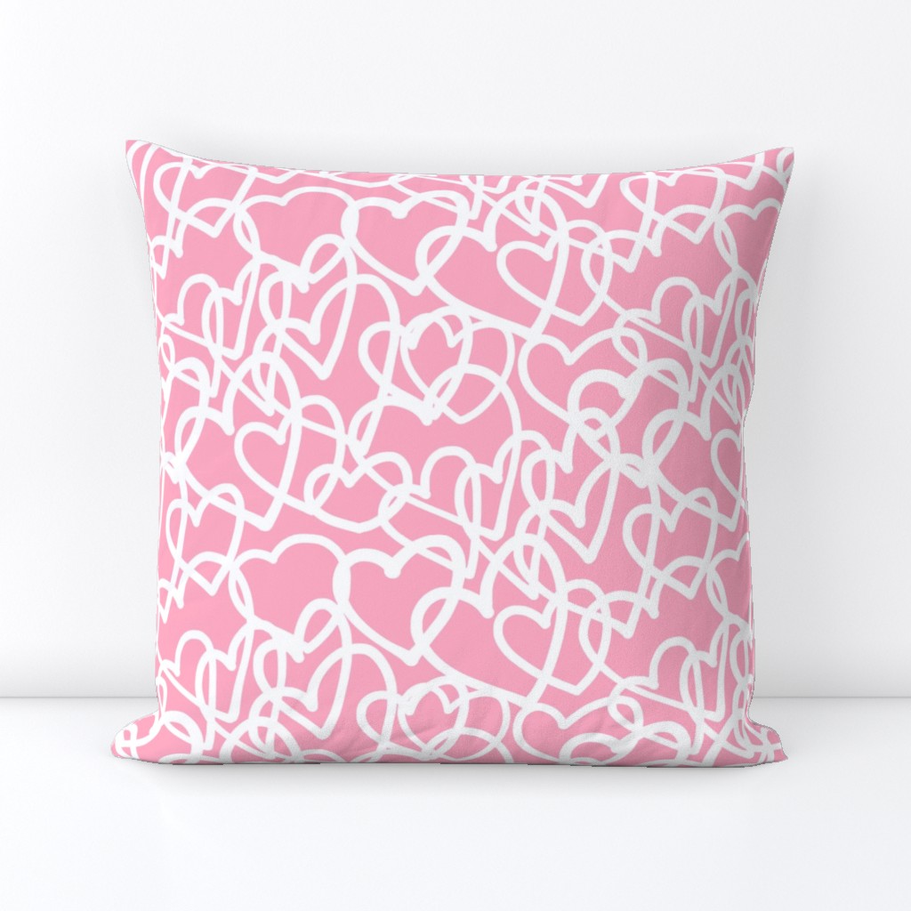 Hearts Entwined - White on Pink (large)