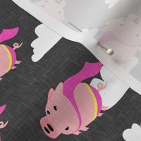 superhero pigs - when pigs fly - flying pigs - grey - LAD19