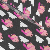 superhero pigs - when pigs fly - flying pigs - grey - LAD19