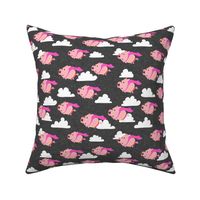 superhero pigs - when pigs fly - flying pigs - grey - LAD19